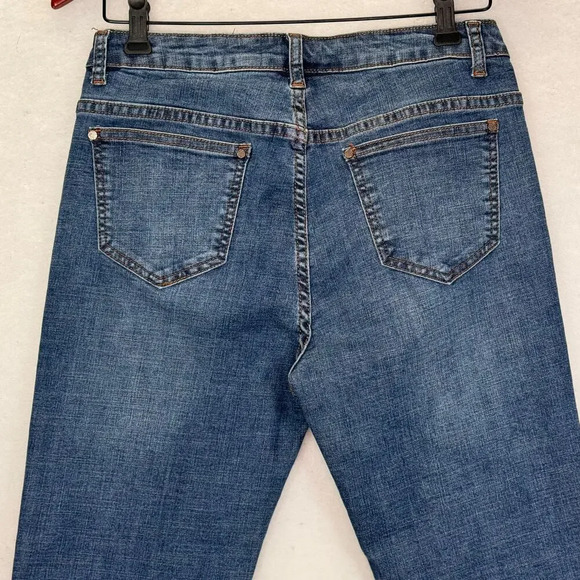 V Cristina Boho Straight Leg Jeans Capri Embroidery Artsy Tribal Pants Size 4 - Picture 4 of 8